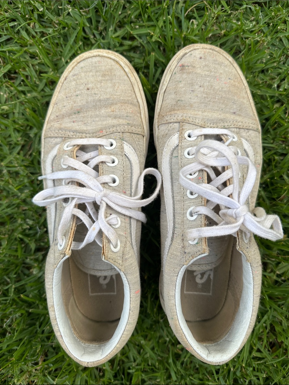 Vans Beige Canvas Sneakers with White Laces